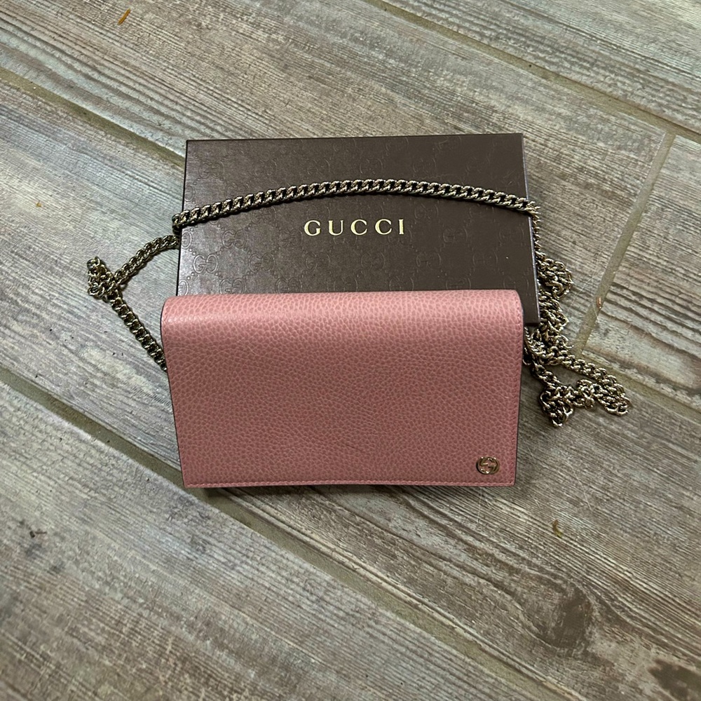 Authentic Gucci Pink Marmont Wallet on a Chain.